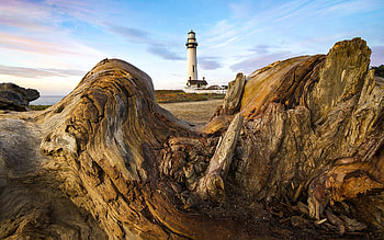 Lighthouse, becon, beach, coast HD wallpaper