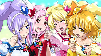 Blue, Scarlet, Pink, Yellow, Berry, laughter, laugh, Passion, Fresh Pretty Cure, Peach, cure, Pine HD wallpaper