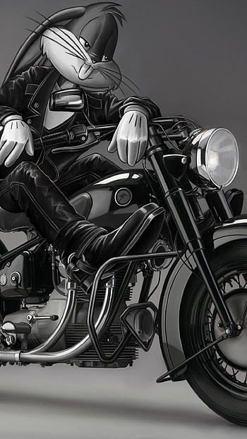 Bugs Bunny, Looney Tunes, Motorcycle, Cartoon HD phone wallpaper