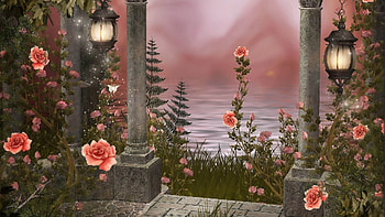 Flowers, Art, Lamp, Lamps, Porch HD wallpaper