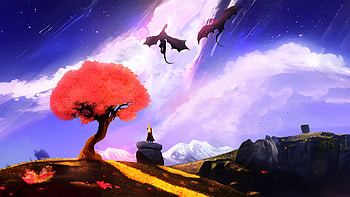 Dragon Dance Above The Mountains, dragon, mountains, artist, artwork, art, digital-art, artstation HD wallpaper