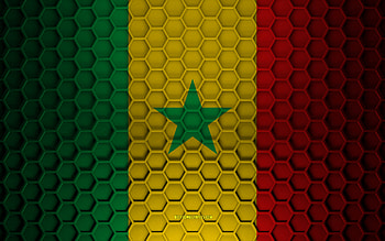 Senegal flag, 3d hexagons texture, Senegal, 3d texture, Senegal 3d flag, metal texture, flag of Senegal HD wallpaper