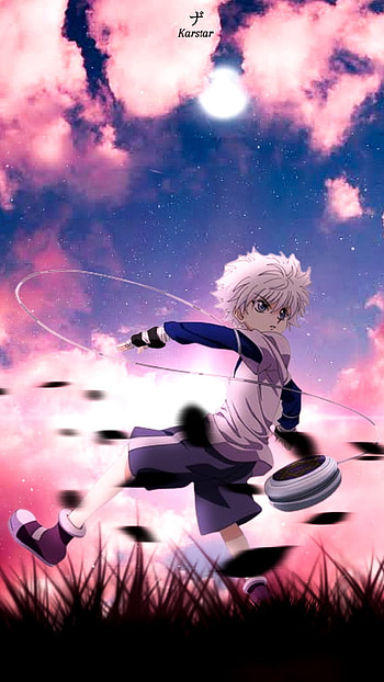 Killua Zoldyck, sky, grass, killuaZoldyck, clouds, anime, hunterxhunter, anime, animexreality, digitalart HD phone wallpaper