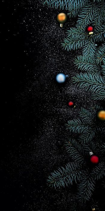 Christmas tree in darkness, Amoled edit, Mystical aura, Enchanting holiday HD phone wallpaper
