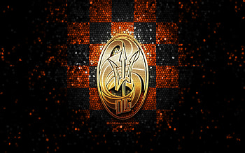 Deportivo La Guaira FC, glitter logo, La Liga FutVe, orange black checkered background, soccer, Venezuelan football club, Deportivo La Guaira logo, mosaic art, football, Venezuelan Primera Division, Deportivo La Guaira HD wallpaper