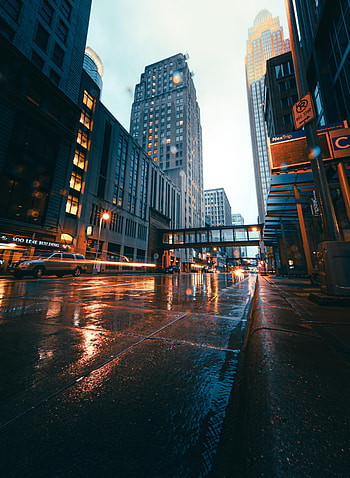 Cities, Rain, City, Building, Road, Skyscrapers HD phone wallpaper
