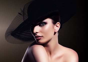 Black hat, girl, model, black, hat HD wallpaper