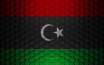 Libya flag, 3d hexagons texture, Libya, 3d texture, Libya 3d flag, metal texture, flag of Libya HD wallpaper