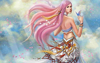 Fantasy girl, sky, fantasy, art, woman HD wallpaper