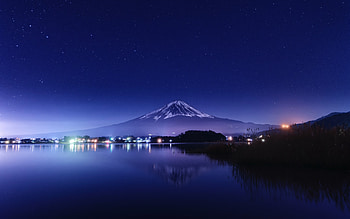 Lake Kawaguchi At Night, lake-kawaguchi, lake, japan, world, nature, reflections, night HD wallpaper