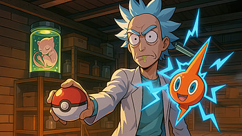 Rick Sanchez And Rotom, rick, rick-and-morty, cartoons, tv-shows, animated-tv-series, artist, artwork, deviantart, ai HD wallpaper
