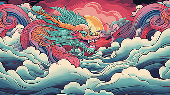 Japan Dragon, dragon, pattern, AI Art HD wallpaper