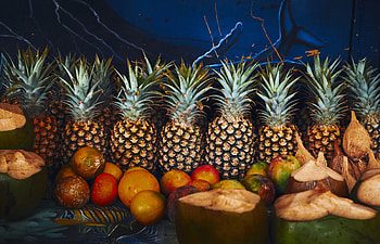Fruits, Food, Pineapples, Coconuts HD wallpaper