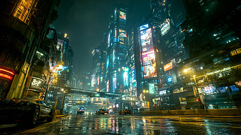 Midnight Neon: Rain-Soaked Cyberpunk Metropolis, city night, cyberpunk, futuristic city, rain, building HD wallpaper