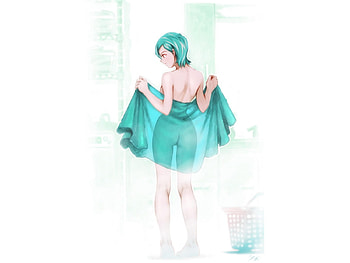 sexymanga, sexy, white, anime, green, other, transparant, girl, hair HD wallpaper