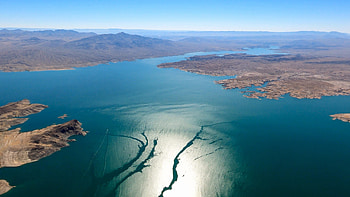 Lake Mead, Aerial view, Hoover Dam perspective, Stunning water landscapes HD wallpaper