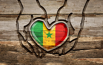 I love Senegal, , wooden carving hands, Day of Senegal, Senegalese flag, Flag of Senegal, Take care Senegal, creative, Senegal flag, Senegal flag in hand, wood carving, african countries, Senegal HD wallpaper
