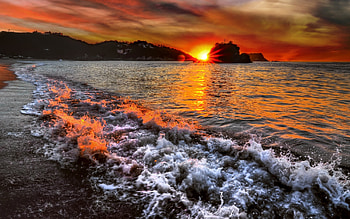 Landscape, Sunset, Sea HD wallpaper