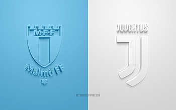 Malmo FF vs Juventus FC, 2021, UEFA Champions League, Group Н, 3D logos, blue white background, Champions League, football match, 2021 Champions League, Juventus FC, Malmo FF HD wallpaper