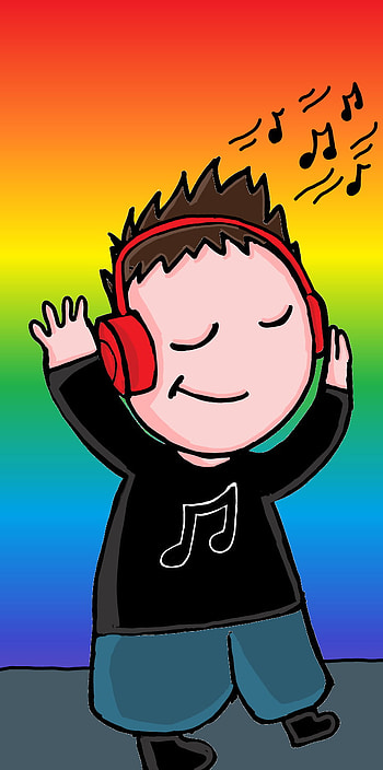 Music, finger, art, boy man, songs, black tshirt, drawing, t shirt, shorts, symbols HD phone wallpaper