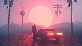 Vaporwave Ride Sunset, vaporwave, artist, artwork, digital-art HD wallpaper