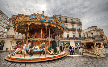 lovely carousel in montpellier france r, cobblestones, town, r, square, carousel HD wallpaper