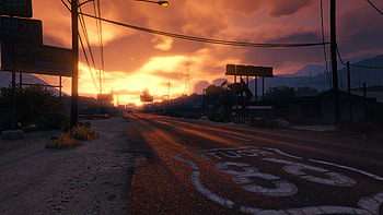 Grand Theft Auto 5, gaming, Breathtaking sunset, Captivating artwork HD wallpaper