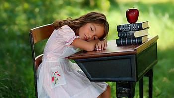 Child Sleeping On Table, table, sleeping, girls, cute HD wallpaper