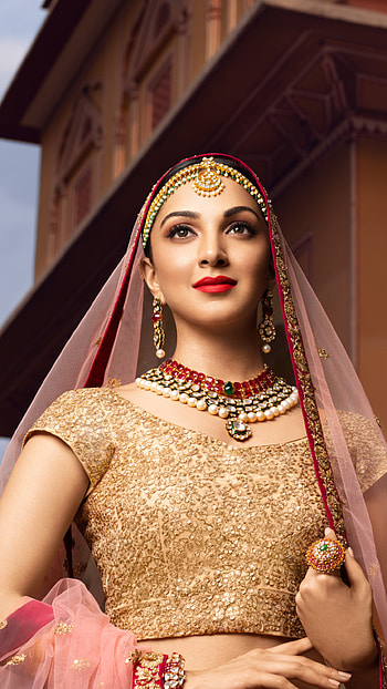 jewelry, necklace, earrings, lipstick, Indian, actress, Celebrity, Kiara Advani HD phone wallpaper