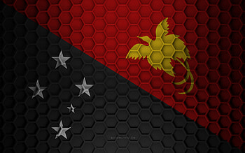 Papua New Guinea flag, 3d hexagons texture, Papua New Guinea, 3d texture, Papua New Guinea 3d flag, metal texture, flag of Papua New Guinea HD wallpaper