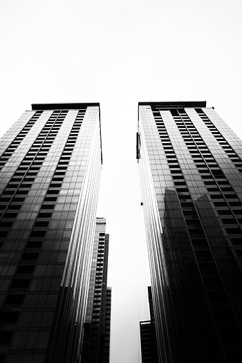 Sky, Architecture, Building, Minimalism, Bw, Chb, Bottom View HD phone wallpaper