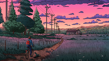 Cruising Calm Biking To The Home, bicycle, relaxing, house, artist, artwork, digital-art, artstation HD wallpaper