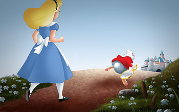 Alice and White Rabbit, Alice In Wonderland HD wallpaper