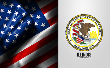 Seal of Illinois, USA Flag, Illinois emblem, Illinois coat of arms, Illinois badge, American flag, Illinois, USA HD wallpaper
