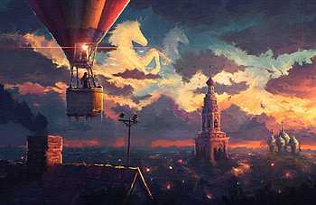 Hot Air Balloon Ride Artwork , air-balloon, artist, artwork, digital-art, deviantart HD wallpaper