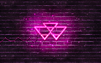 Massey Ferguson purple logo, , purple brickwall, Massey Ferguson logo, brands, Massey Ferguson neon logo, Massey Ferguson HD wallpaper