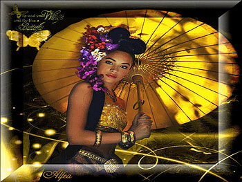 oriental, umbrella, orchid, girl, yellow HD wallpaper