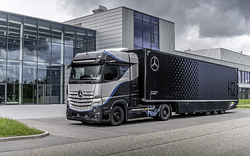 Mercedes-Benz GenH2 Truck, 2021, exterior, front view, Fuel-cell Hydrogen Truck, Daimler Trucks, hydrogen truck, Mercedes-Benz Actros, cargo transportation, Mercedes-Benz HD wallpaper