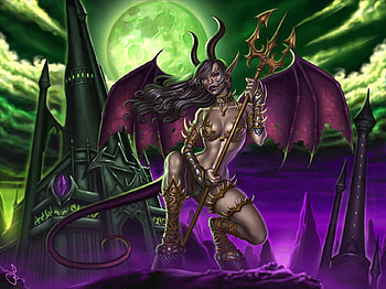 *Arrogant Warrior Queen*, colorful, fighting, colors, digital art, wonderful, horn, drawings, amazing, soffering, warrior, female, wings, paintings, beautiful, purple, tale, fantasy, green, weapon, fighter, queen HD wallpaper
