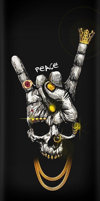 Wicked skull peace, finger, art HD phone wallpaper