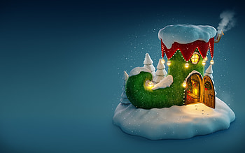 :), fantasy, craciun, red, house, lights, shoe, card, blue, christmas, green HD wallpaper