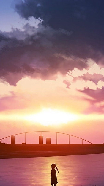 Anime Scenery, Sunset HD phone wallpaper