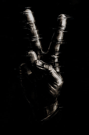 Glitched Peace: Bold V Sign , hand, black HD phone wallpaper