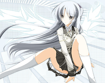 Angel Beats, sweet, cute, grey hair, yellow eyes HD wallpaper