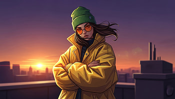 Anime Girl On Rooftop At Sunset, anime-girl, rooftop, sunset, artist, artwork, art, digital-art, ai, deviantart HD wallpaper