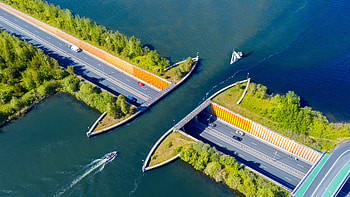 Veluwemeer Aqueduct, Netherlands, man made, bridge HD wallpaper