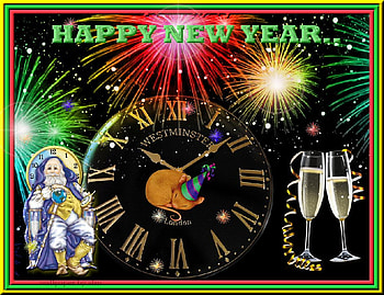 FATHER TIME, fireworks, champagne, glasses, clock, countdown, new year HD wallpaper