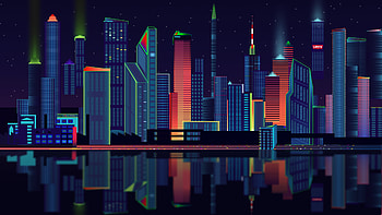 City, Vector, Panorama HD wallpaper