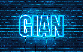 Gian, , with names, Gian name, blue neon lights, Gian Birtay, Happy Birtay Gian, popular italian male names, with Gian name HD wallpaper