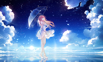 Girl Umbrella Dress Stilettos , artist, artwork, digital-art, umbrella HD wallpaper